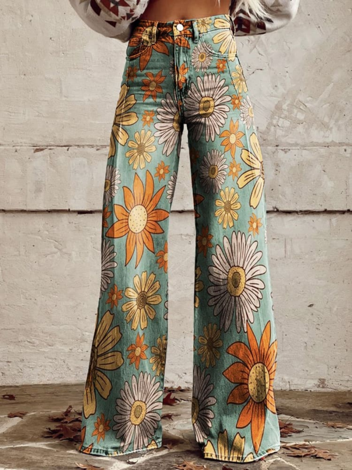 CIRILLA - PANTALON AMPLE À FLEURS VINTAGE