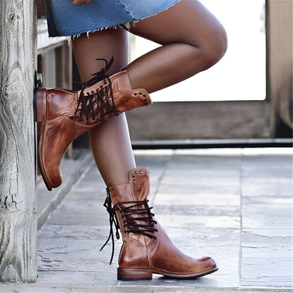 Océane - Elegant leather boots with laces