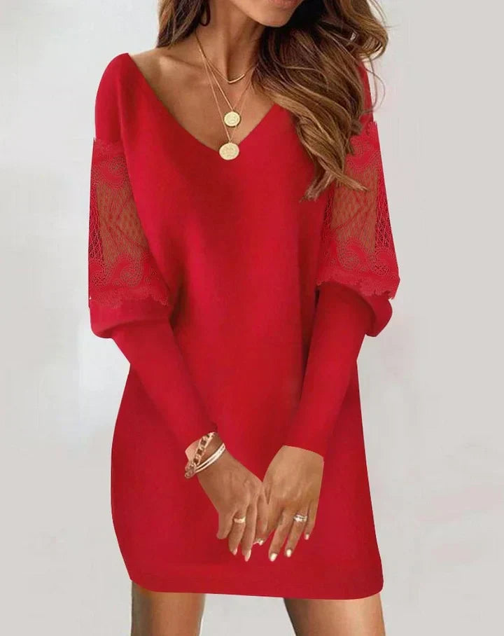 Elegance™ | Chic Patchwork Long Sleeve Dress