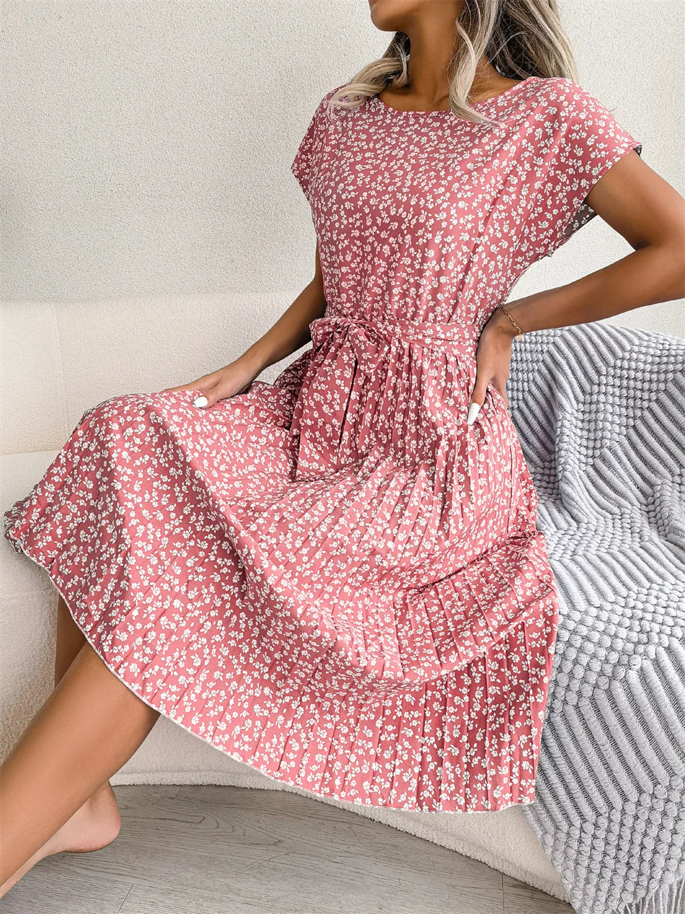 Madeline™ - Robe Maxi Plissée Fleurie – Mode Chic Printemps & Été