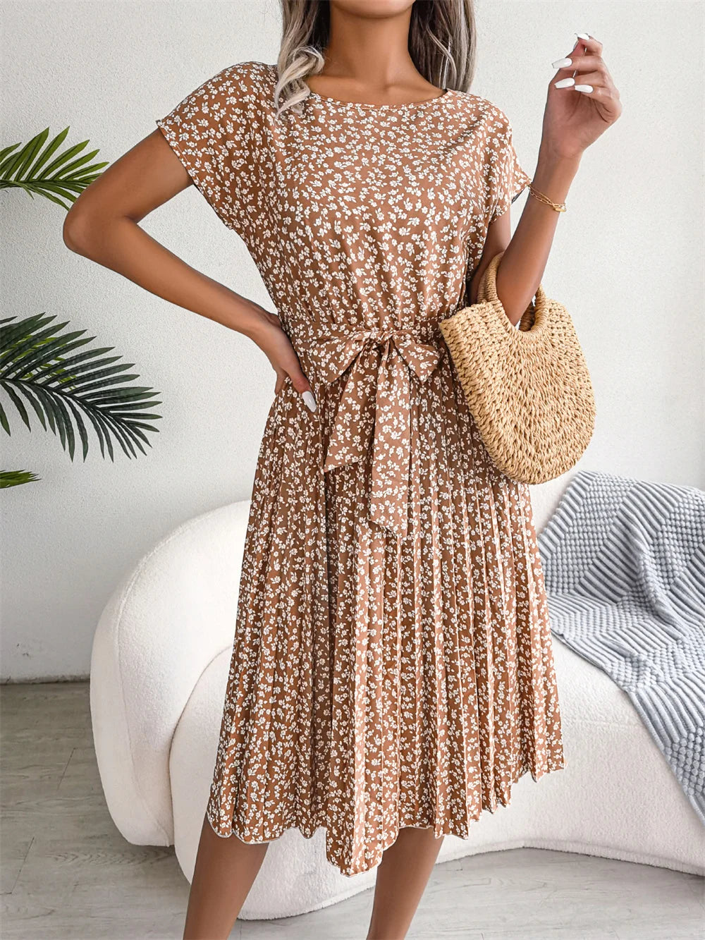 Madeline™ - Robe Maxi Plissée Fleurie – Mode Chic Printemps & Été