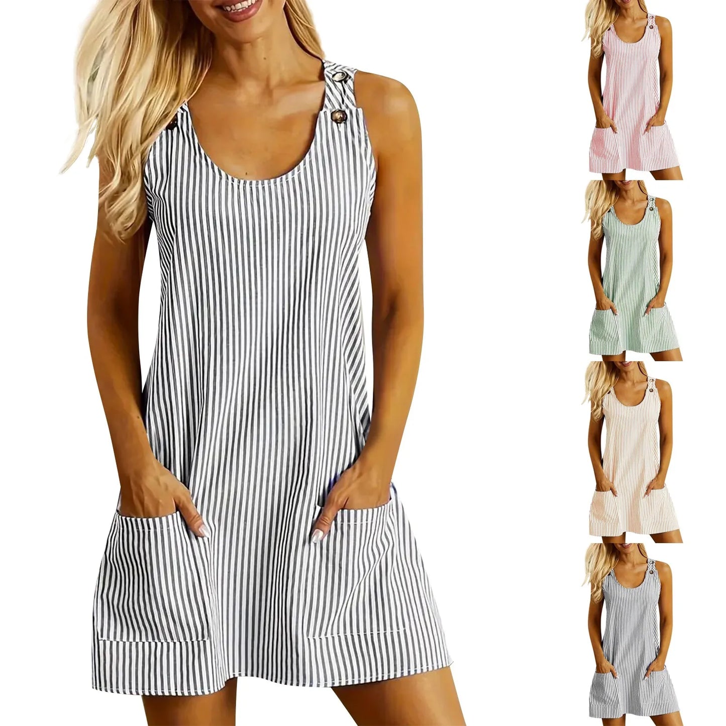 Noa™ | Elegant Patchwork Striped Casual Mini Dress