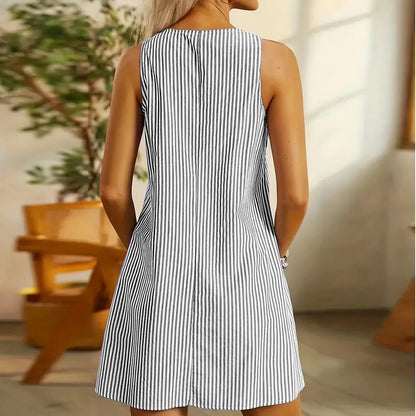 Noa™ | Elegant Patchwork Striped Casual Mini Dress