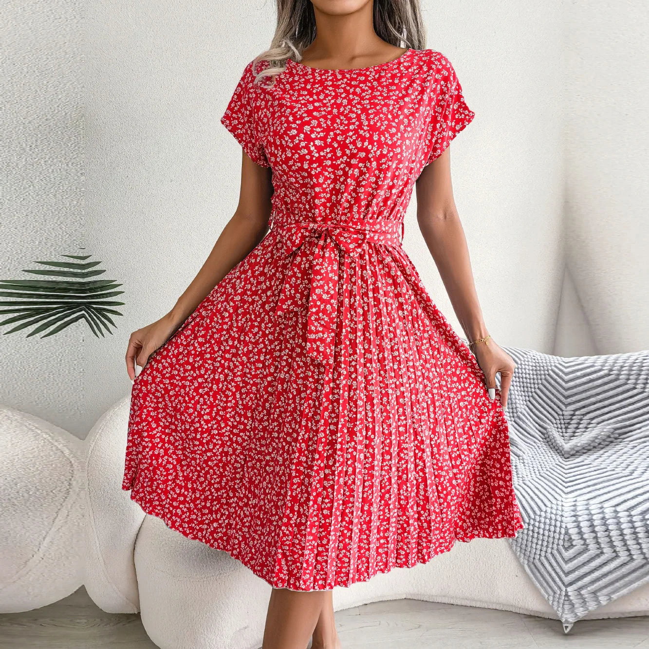 Madeline™ - Robe Maxi Plissée Fleurie – Mode Chic Printemps & Été