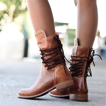 Océane - Elegant leather boots with laces