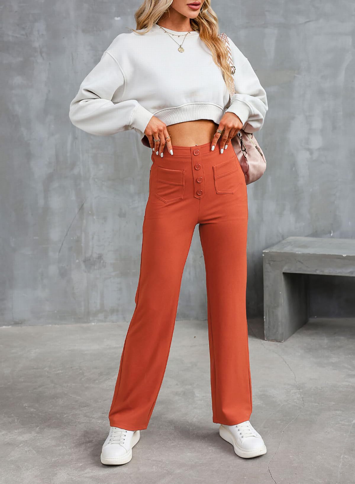 Inès - High-waisted, buttoned and elegant wide-leg pants